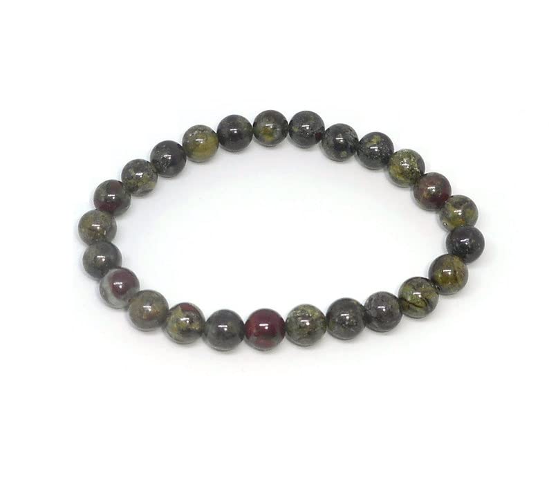 Bracelet jaspe sang de dragon 8mm perles rondes extensible 17cm mixte