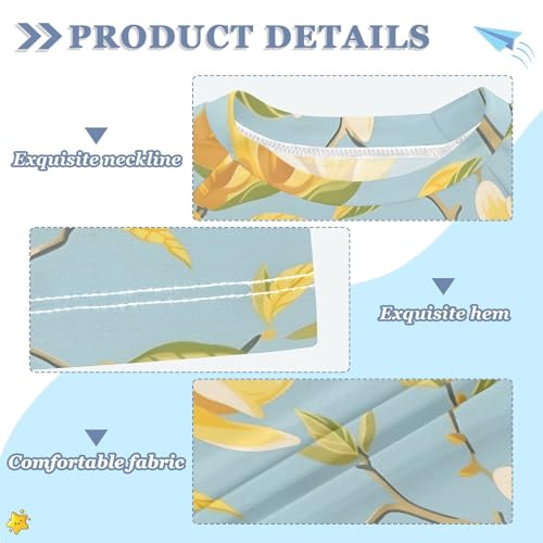 ALAZA Kids Rash Guard Girls Toddler Swim Shirts Short Sleeve Yellow Magnolia Flowers UPF 50+ 3T3