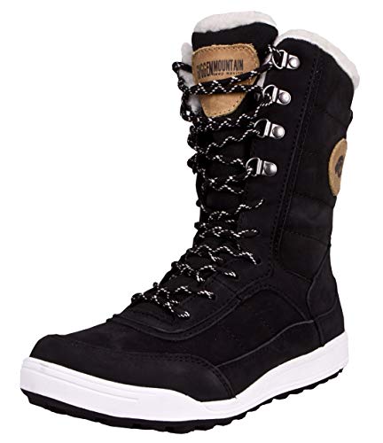 GUGGEN Mountain HPC58 Botas de piel para mujer, forradas con lana de cordero auténtica y sintéticas, botas de invierno, botas de senderismo, botas de invierno, de piel auténtica, impermeables, con