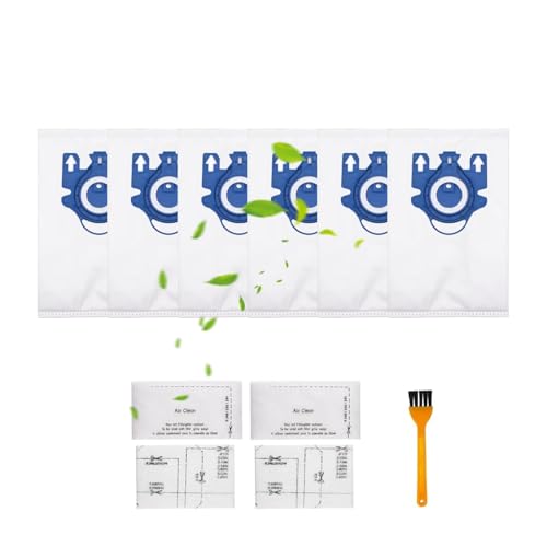 Huipalon Hoover Bags for Miele C3, 6 Pack 3D Vacuum Cleaner Bags for Miele Cat Dog Hoover Bags Vacuum Bags Airclean GN series, C1, C2, C3, S400-S456i, S600-S658, S800-S858, with 4 Filters & 1 Brush