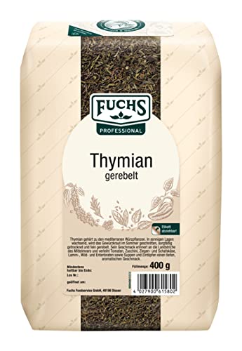 Fuchs Professional - Thymian gerebelt | Mediterrane Kräuternote für Gemüse und Tomatensaucen | Profi-Qualität für Großverbraucher und Gastronomie | 400 g im recyclebaren Beutel
