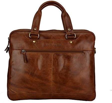 Finelaer Men Brown Leather 14 inch Laptop Bag