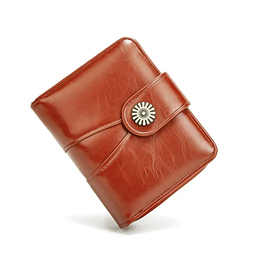 KAKUYI Geldbörse für Damen, Visitenkartenetui Leder mit Münzfach/Kleingeldfach & RFID-Schutz, Kartenhalter Münzfach Geldbörse mit Ausweisfenster, Sicherheitskartentasche mit Reißverschluss Cover