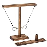 Aatpuss Crochet en Bois Lancer Traditionnel, Jeu de Lancer Crochet et Boucle, Jeu de Lancer D'hameçons en Bois, pour Adultes et Animations Familiales(Grillé au Charbon de Bois)