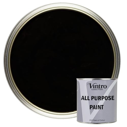 Vintro Paint - All Purpose Paint. Multi-Surface Matt Paint For Indoor/Outdoor use. Wood, Walls, Doors, Cabinets, Metal, Plastic, Masonry, Furniture, Glass, Tiles, Radiators & Pipes. 250ml (Black)