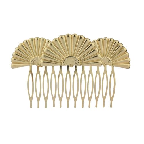 Peinecillo tres abanicos de color dorado
