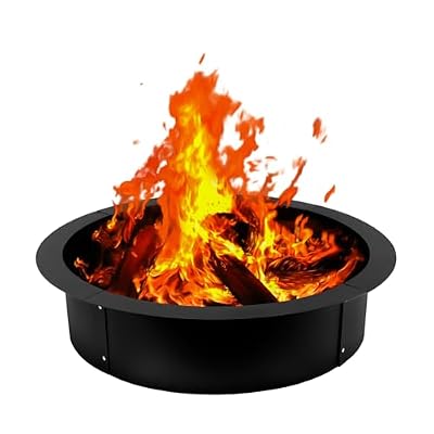 KODOM 36Inch Dia Fire Pit Ring, Large Round Fire Pit Liner, Heavy Duty Solid Steel Fire Pit Insert DIY Campfire Ring Above-Ground or In-ground