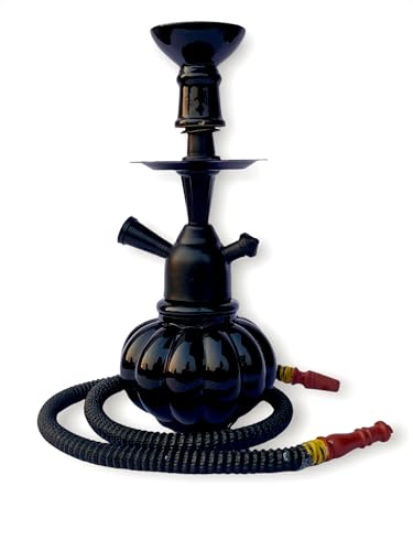 Image of Premium Glass Hookah Set with Free Tongs, Charcoal, 2 Flavours (0% Tobacco & Nicotine), 40 cm Height (Black Combo 10 Inch)