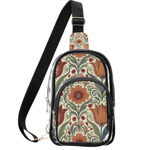 Mochila de hombro transparente aprobada y compacta con estampado floral de tulipanes