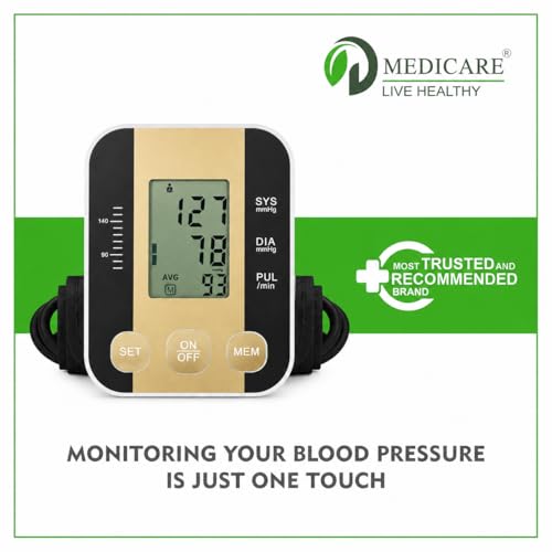 Image of Digital Blood Pressure Monitor Machine for Upper Arm | Automatic BP Apparatus (Sphygmomanometer) with Large Display, Pulse Rate, Dual User Memory Storage | Perfect for Elderly & Home Use