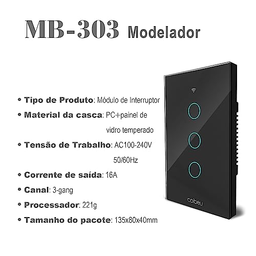 Interruptor Inteligente WiFi, Interruptor Smart Sem Fio Doméstico Multifuncional, Controle Remoto de