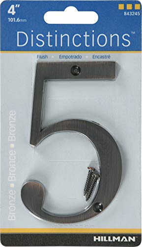 Distinctions 843245 4" Flush Mount Bronze House Number 5 #TOP3