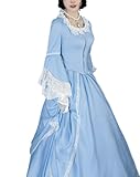 Womens 18th Century Victorian Costume Long Marie Antoinette Masked Ball Gown (L, 1sky Blue)