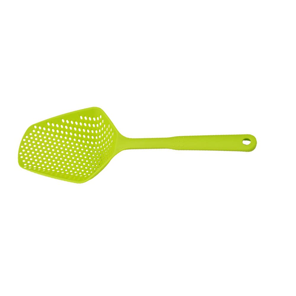 Scoop Colander Food Strainer Home Skimmer and Sifter Sieve with Handle for Water Leaking, Cooking(1PCS Green)