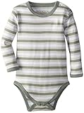 L'ovedbaby Unisex-Baby Newborn Organic Long Sleeve Bodysuit, Seafoam Stripe, 6/9 Months