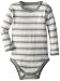 L'ovedbaby Unisex-Baby Newborn Organic Long Sleeve Bodysuit, Seafoam Stripe, 6/9 Months