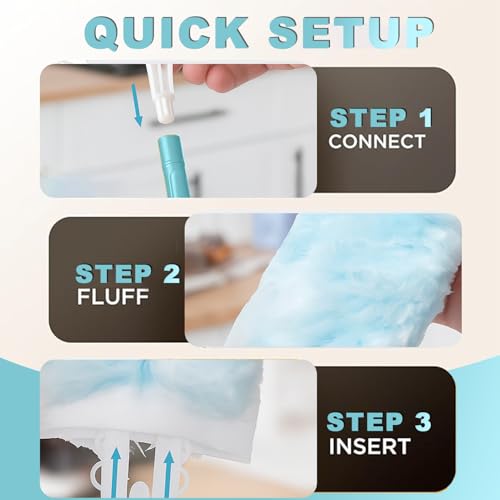 Image of Disposable Microfiber Feather Duster for Home Cleaning with 5 Refills-Multipurpose Dusting Brush with Bendable Head Ideal for Cleaning AC Vents Car Blinds Furniture Hard-to-Reach Gaps