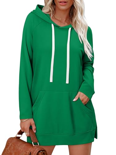 KISSMODA Women Hoodies Dress Long Sweatshirts Dress Raglan Sleeves Oversized Sweatshirts with Pocket 2025 Fall Winter Trendy