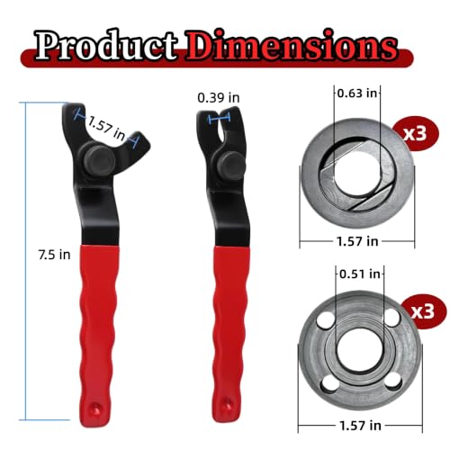 Image of Adjustable Angle Grinder Wrench & Nut Kit,5 /8-11 Lock Nut 7PCS | Fits for Milwaukee,DeWalt , Makita and Ryobi 4.5 inch /5 inch /7 inch grinders for Nut Removal & Disc /Wheel Replacement