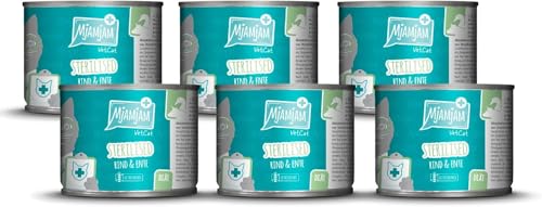 MjAMjAM - MjAMjAM VetCat - Nourriture Humide Premium pour Chats - Régime - Stérilisé - Bœuf & Canard, Paquet de 6 (6 x 200g), sans céréales