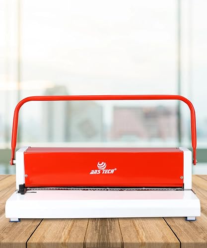 Image of A3 Size Spiral Binding Machine | Punching Machine | Spiral Note Book Binding | Coil Binder Machine 18-20 Sheets (of 70 GSM) Punch a Single Slot & 45 Round Holes Heavy Duty Machine A3-RED