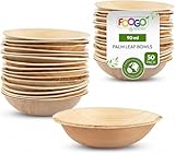 FOOGO Green 50 Stück Einweg-Mini-Palmblatt-Schalen, 4 Zoll (10 cm) rund, 90 ml (3 oz) Mini-Ketchup, Saucen und Dips, umweltfreundlich, ähnlich wie Aus Holzs und Papierschalen