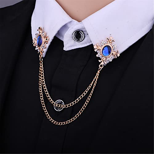 Image of 2PCS Long Chain Brooch Crystal Tassel Brooch Pin Gem Brooch Fashion Scarf Tie Pins for Women Men Wedding