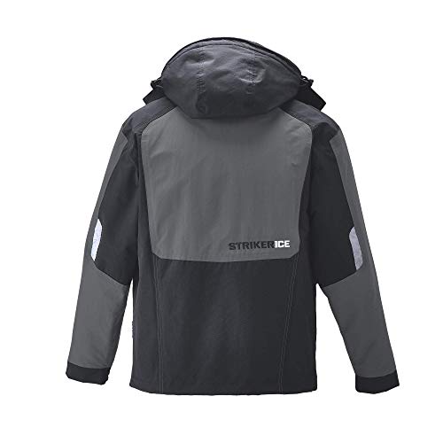 StrikerICE Men's Climate Jacket, Fishing Gear for Cold-Weather Conditions, Sureflote Technology, L, Black/Gray