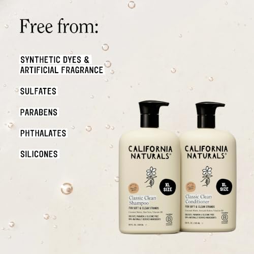 Image of California Naturals Classic Clean Vanilla Bloom Shampoo Conditioner Set, Natural, Vegan, Cruelty, Silicone, Paraben, and Sulfate Free, All Hair Types, 20 Fl Oz