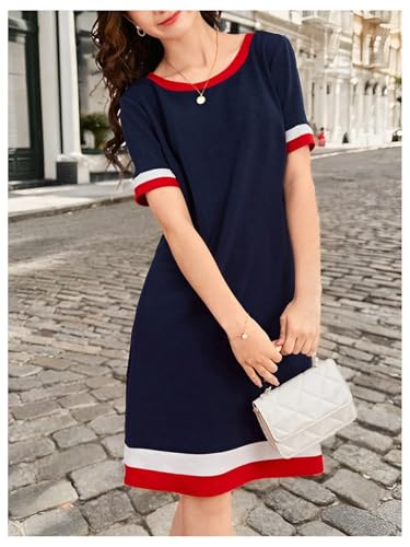 SweatyRocks Girl's Striped T Shirt Dress Short Sleeve Crewneck Knee Length Summer Dresses4