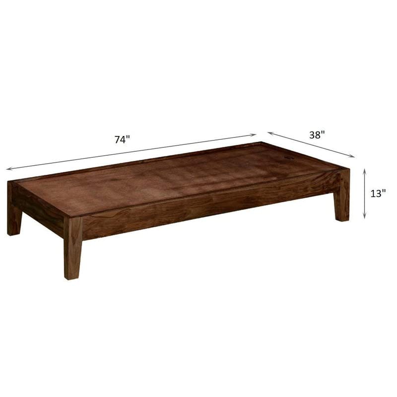 Image of Wudniture Solid Sheesham Wood Single Bed I Sheesham Wood Single Size Bed-Natural Dark Brown