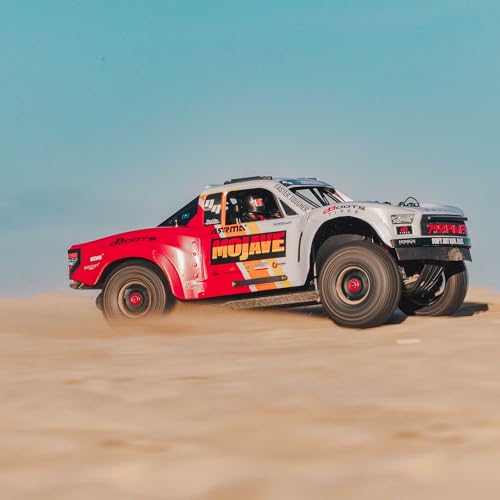 ARRMA Mojave RC Truck 4X4 4S BLX 1/8th Scale Desert Truck RTR (Battery and Charger Not Included), White/Red ARA4404T1 by ARRMA - Image 7