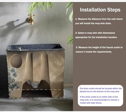 Artistic Ceramic Mop Sink with Button Drain, Versatile Slop Basin for Bathrooms, Courtyards & Balconies, Decorative Utility Mop Basin (Faucet Optional)
