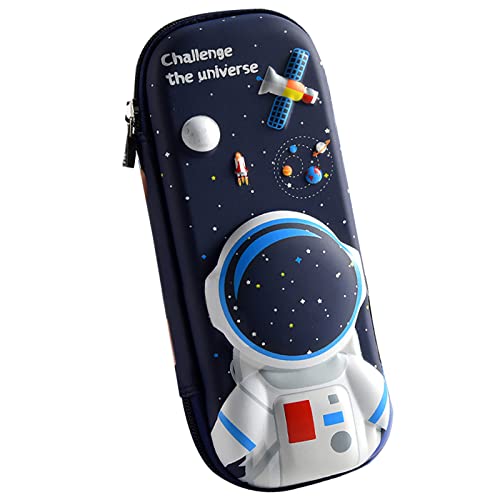Image of 3D Astronaut Pencil Case for Kids Boys, Waterproof Pencil Box with Compartments Pen Pouch (Dark Blue)