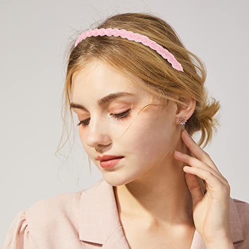 Drnytunk Headbands For Women,Pearl Headband Floral Headbands Padded Headbands For Women Vintage Wide Headband For Women Bandana Hair Accessories For Women,Pink #TOP4