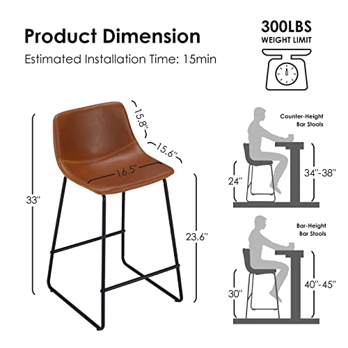 Counter Height Bar Stools Bar Stools Set Of 4, Industrial Counter Chair Dining Chairs,Modern Counter Height Stools Barstools Boho For High Table Home Office Kitchen Islands Chair Whiskey Brown,24" #TOP2