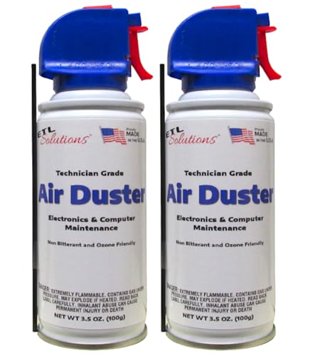 ETL Solutions Technician Grade Non-BITTERANT 3.5oz Air Duster for Electronics and Computer Maintenance - Pack of 2