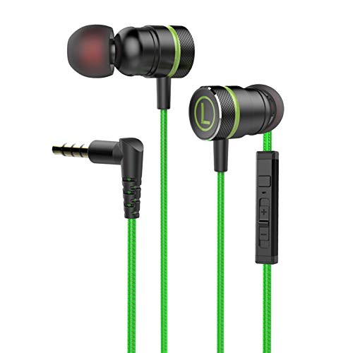 newshijieCOb E-Sports Gaming Headsets, Mobile Dual-Motion Headsets, 3.5mm Wired Universal in-Ear Gaming HiFi Earphone Headset with Microphone Green