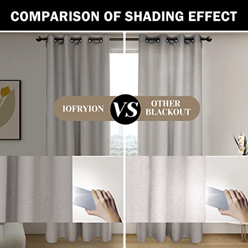 Iofryion Textured Linen Curtains 100% Blackout Curtains Soundproof Window Curtain Drapes With 3 Layer Grey Liner Anti-Rust Grommet Curtains For Bedroom Living Room, 2 Panels 52×45 In, Green #TOP7