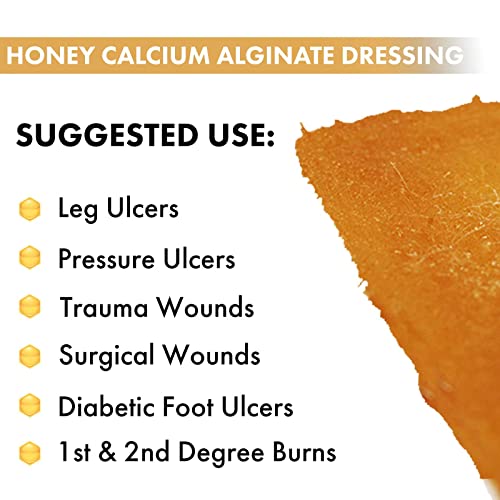 Dilumamed Manuka Honey Calcium Alginate Dressing 2"X2" (Pack Of 6), Manuka Honey Wound Care For Cuts, Skin Tears, Burns, Pressure Sores, Diabetic Ulcer #TOP4