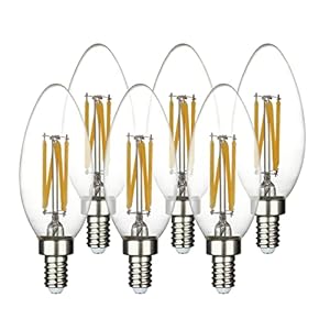 Led Candelabra Light Bulbs 40W Equivalent – 4W 2700K Warm White 400LM Dimmable High Brightness E12 Chandelier Light Bulbs, B10 Vintage Edison Bulbs, Type b Light Bulbs, B11 Candle Bulbs for Chandelier