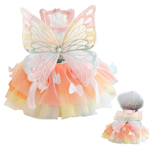 Vestido para cachorro, lindo vestido de princesa de borboleta, vestidos de algodão para cães pequeno