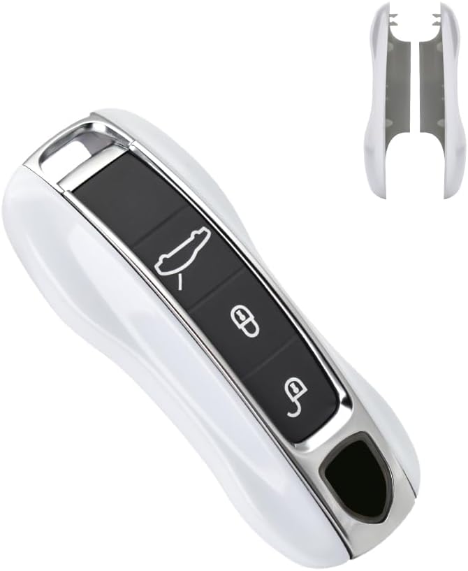 SANRILY Key Fob Replacement Cover for Porsche Cayenne 911 Taycan Panamera 2020 Keyless Entry Remote Key Case ABS Plastic Key Protector Shell White