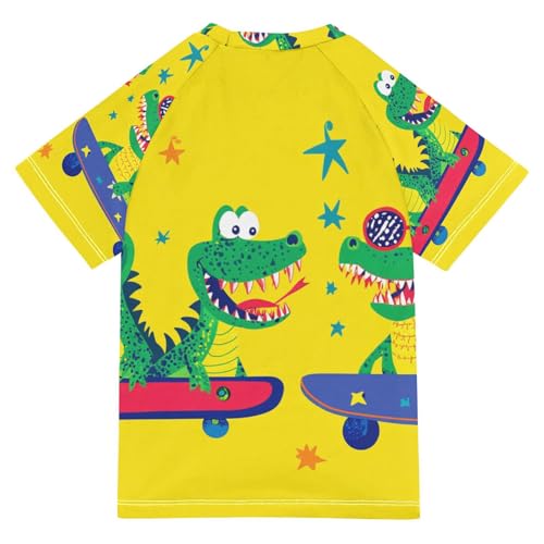 Boys Swing Shirts Crocodile Skateboard Cartoon Rashguard Short Sleeve Kids T-Shirts Sun UPF 50+2