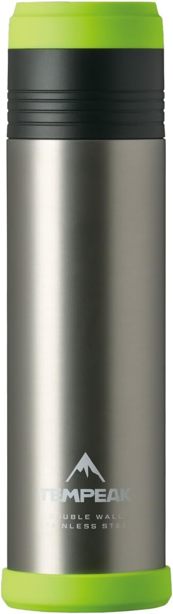 アトラス 水筒 900ml 超保温ボトル 真空断熱 ステンレス ボトル 保温保冷 キャンプ アウトドア 登山 スポーツドリンク対応白湯 テンピーク シルバーグリーン ATPB-900SXG