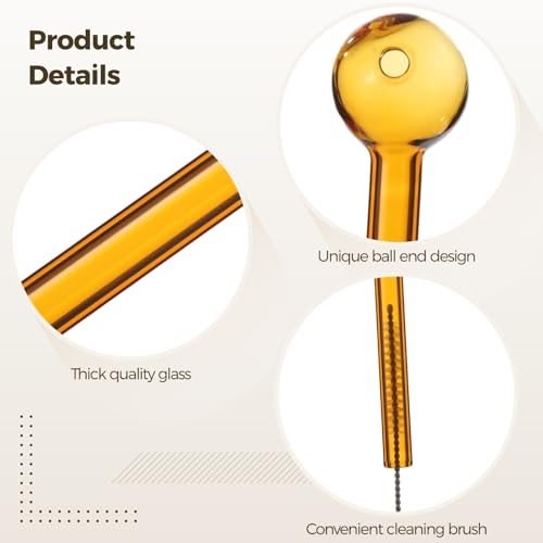 16 Pcs Glass Straws Set with Cleaning Brushes, Multicolor 3.9 in & 7.9 in Cocktail Reusable Straws with Ball End Design, Glass Drink Stirrers for Juice, Smoothie, Milkshakes, MilkTeas - Thumbnail 3