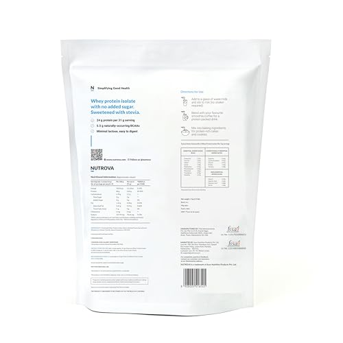 Image of Nutrova Whey Protein Isolate |Refreshing Strawberry Flavour| 24g Clean Protein & 5.5g BCAAs | Low Lactose, Easy to Digest | No Added Sugar or Artificial Sweeteners | Premium Protein for Men & Women (1kg)