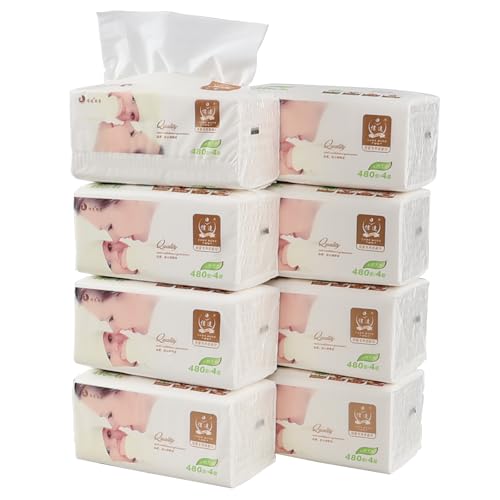 Obstnny 8 Packs 4-Ply Soft Facial Tissues, Tissues Box Multipack