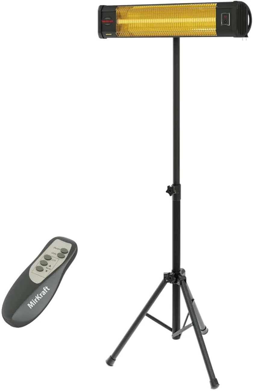 MirKraft Grade Electric Heater, Infrared Heater, IP20, Ceiling Heater, Terrace Heater, Telescopic Tripod, Terrace Heater, Quartz Heater, 2000W with Remote Control