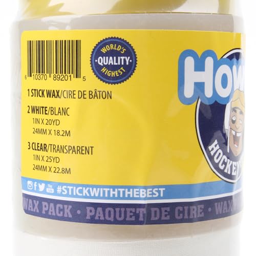Howies Hockey Tape Wax Pack - Stick Wax and Tape Combo Packs - White Black and Clear - Made in The USA (2 White, 3 Clear, & 1 Wax) - Thumbnail 2